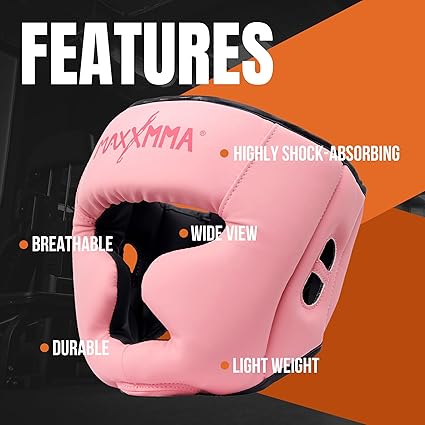 MaxxMMA Boxing Headgear, Adjustable Full Coverage Protection Headguard with Headband