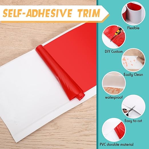 Frienda 6 Inch x 40 ft Flexible Baseboard Molding Trim Peel and Stick Vinyl Wall Base Cove Base Self Adhesive Rubber Vinyl Wall Base, White