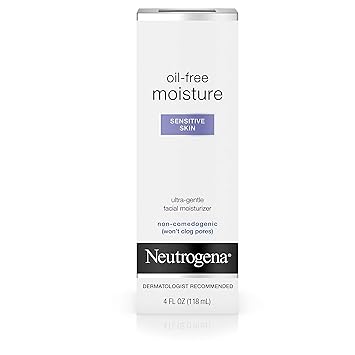 Neutrogena Oil-Free Moisture Daily Hydrating Face Moisturizer for Sensitive Skin, Fast Absorbing Ultra-Gentle Lightweight Face Lotion Moisturizer with Glycerin, Non-Comedogenic, 4 fl. oz