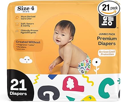 Hello Bello Premium Baby Diapers Size 4, 21 Count of Disposable, Extra-Absorbent, Hypoallergenic Baby Diapers with Snug and Comfort Fit, Alphabet Soup
