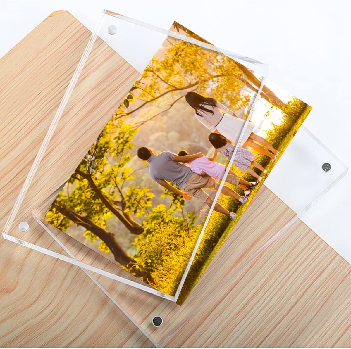 Sezanrpt Acrylic Picture Frames 5x7 Free Standing, Clear Crystal Double Side Magnets 5'' x 7'' Picture Frame, Office Desktop Magnetic 5x7 Lucite Photo Frame for Booth Display, Brand Advertiser…