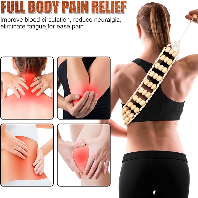 Wood Therapy Massage Tools,Back Wooden Massage Roller Rope Tool Maderoterapia Kit Professional Cellulite Massager for Body Shaping, Contouring,Back Neck Leg Muscle Relief