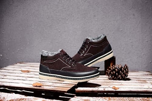 Men's Winter Cold Weather Shoes Outdoor Warm Fur Lining Suede Leather Lightweight Walking Boots