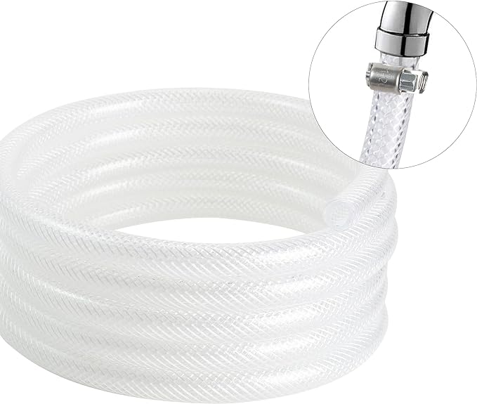 1/2’’ ID × 3/4’’ OD - 25 ft Clear Braided Hose Plastic Vinyl Tubing,High Pressure Flexible Reinforced PVC Tube for Transfer Water Air Oil, BPA Free & Non-Toxic