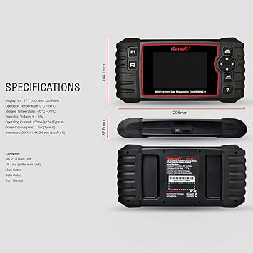 Diagnostic Scanner iCarsoft MB V2.0 Compatible for Mercedes-BenzSprinterSmart, ABS SRS Oil BLD INJ