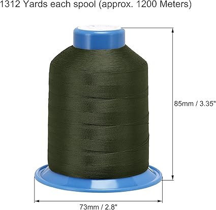 uxcell Bonded Polyester Sewing Thread Extra Strong 1312 Yards 210D0.32mm Upholstery Thread for Manual and Machine Sews (Dark Green)
