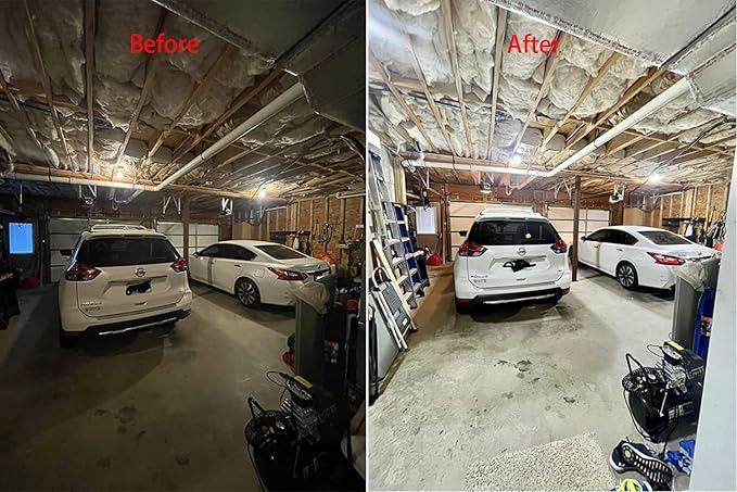 2 Pack LED Garage Light, 150W Ultra Bright Shop Light with 5 Adjustable Panels,15000LM 6500K E26E27 Deformable Ceiling Lights for Garage, Workshop
