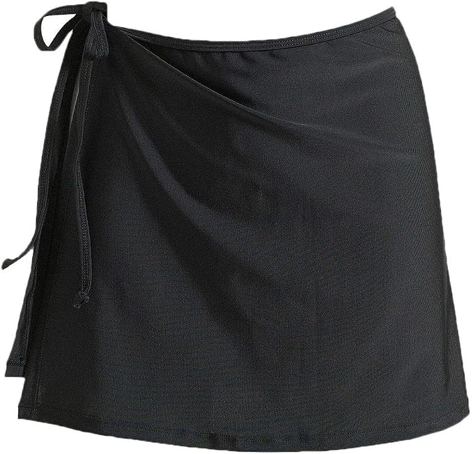 Women's Overlapped Side Tie Wrap Skirt Swimwear Tankini Bikini Cover-up | Tummy Control Adejustable Wrapped Swim Skirt No Brief