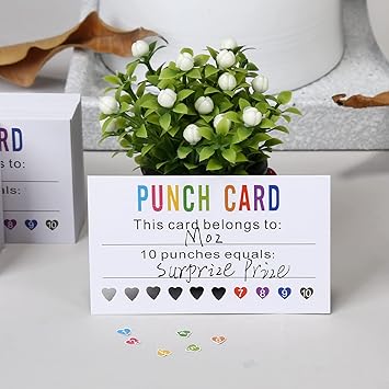 ONEDONE Punch Cards 200 Pack Reward Punch Cards with Heart Shape Hold Puncher Behavior Incentive Awards for Kids Students Teachers Home Classroom School Business Loyalty Cards - 3.5" x 2"