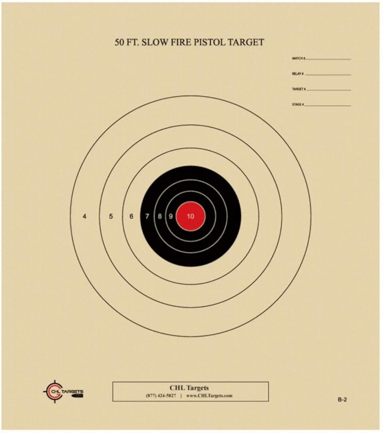 50 Foot Slow Fire Pistol Target Official NRA Target B-2