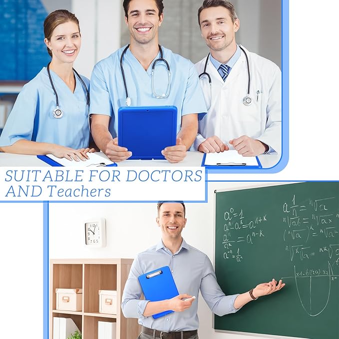 Ireer 6 Pcs Plastic Clipboard with Storage Heavy Duty Portable Writing Boards for 150 Sheet A4 Paper with Pen Holder Large Capacity Clipboards for Nurse Teacher Student Classroom Office(Blue)