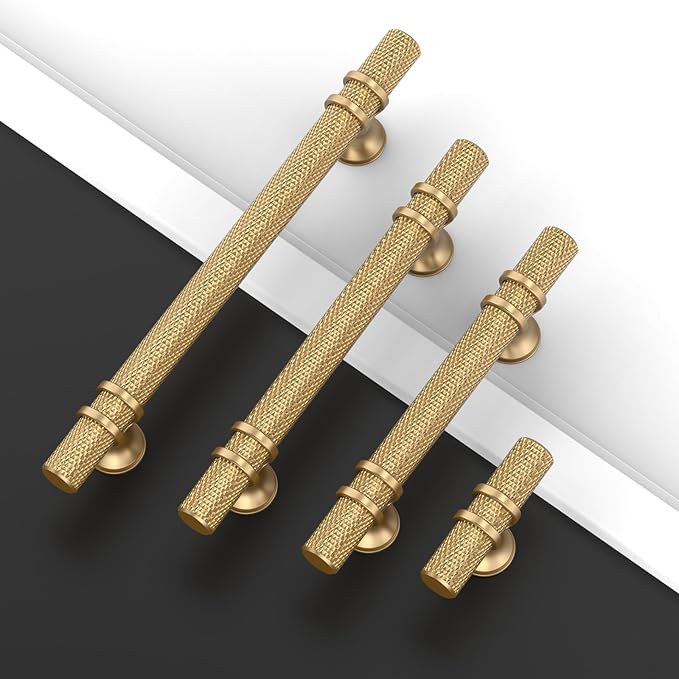 Asidrama 10 Pack 5 Inch(128mm) Knurled Champagne Bronze Kitchen Cabinet Handles, Cabinet Pulls Kitchen Cabinet Hardware Cupboard Handles Drawer Pulls