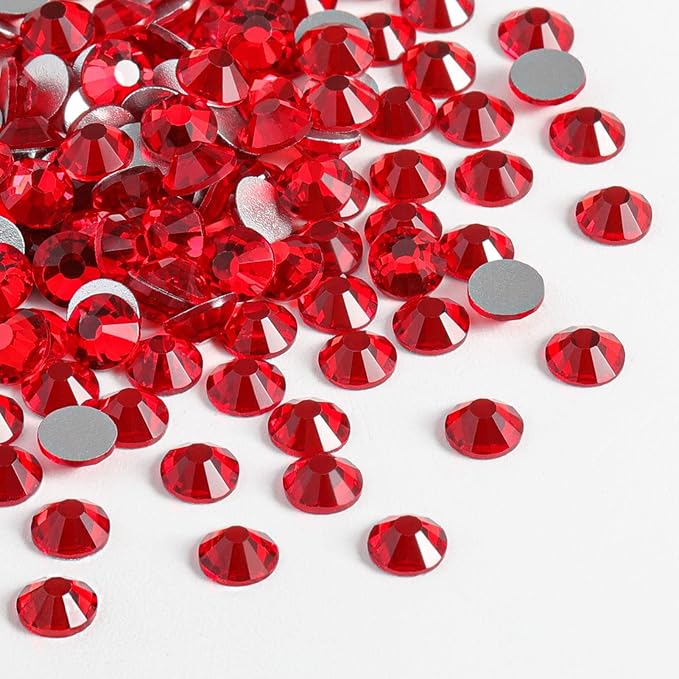 beadsland Flat Back Crystal Rhinestones Round Gems, Light Siam (4.6-4.8mm) SS20/1440pcs