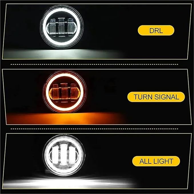 Front Bumper Fog Lamp for Dodge for Journey for Charger 20092013 4 Inch Car LED Headlight 30W Fog Light with White Halo Ring DRL Angel Eyes Light Front (1 Pcs)