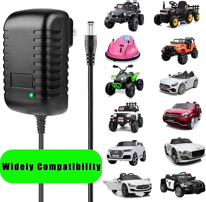 12v Charger for Kids Ride On Toys Car, 12 Volt Battery Charger Replacement for Kidzone, Best Choice, Wrangler, Kid Trax, Dynacraft, Lamborghini Powered Wheel Charging