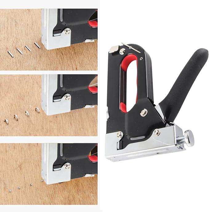 3 in 1 Robust Staple Tool | 600 Nails Capacity for Upholstery & Photo Frames | Solid Steel Construction with Jam - Prevention Design | 4-14mm U - Shaped/Round/Finished