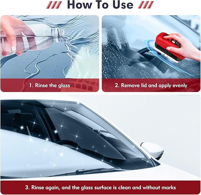 Automotive Oil Film Cleaning Brush, Car Glass Oil Film Cleaner, Anti-Rain Fog Car Glass Cleaner, Car Windshield Cleaner for Improved Clarity and Visibility (1Pack)