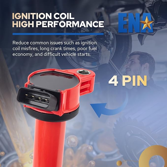 ENA Pack of 3 Red Ignition Coil 2007 2008 2009 2010 2011 2012 2013 2014 2015 Compatible with Lexus Toyota ES350 GS300 GS350 Highlander Camry Sienna Evora Coils for 90919A2007 9091902251 UF487 C1601