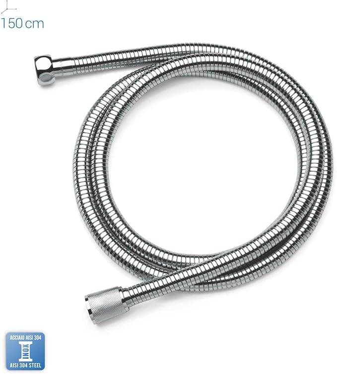 METAFORM Ecoflex Double Crimped Stainless Steel Shower Hose 150 cm