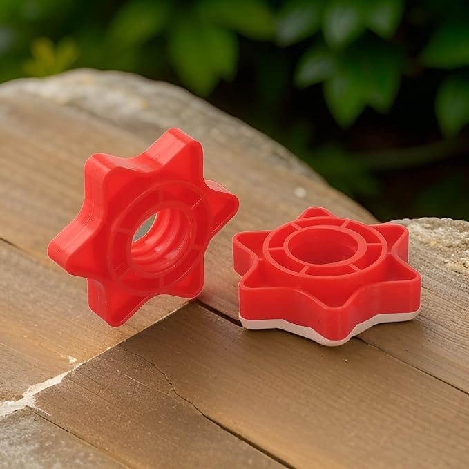 Pack Of 2 Dumbbell Collars Hex Nut Anti-Slip Collars Weight Check Nut Barbell Bar Clips For 1 Inch Standard Weight Lifting Barbells(Red)