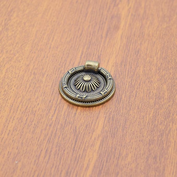 Cupboard Pulls Drop Ring Drawer Pulls Brass Oil-Rubbed Bronze 2 inch Diameter Pack fo 10 (Pack of 10)