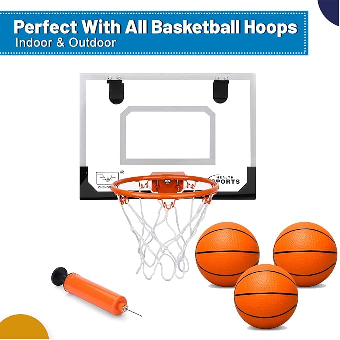6" Mini Basketball for Kids & Adults, Indoor Basketball for Over-Door Hoop, Toddler Balls Arcade Game 4 Pack (pump not included. Shade of orange is brighter than the picture)