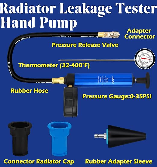 Radiator Pressure Tester Kit Coolant Pressure Tester Set with 31 PCS Universal Adapters Automotive Vacuum Type Coolant Refill for Vehicle