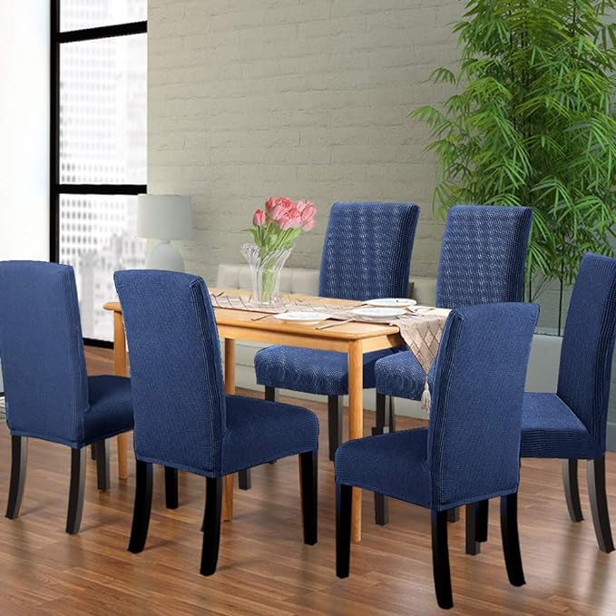 NORTHERN BROTHERS Chair Covers Set of 2 Parsons Chair Covers Chair Slipcovers Super Fit Kitchen Chair Protector Cover for Dining Room, Navy Blue