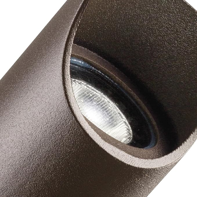 Kichler 6" Mini Outdoor Accent Light in Textured Architectural Bronze, 12V LED Adjustable Spotlight, (6" L x 2.5" H), 15384AZT,Brown