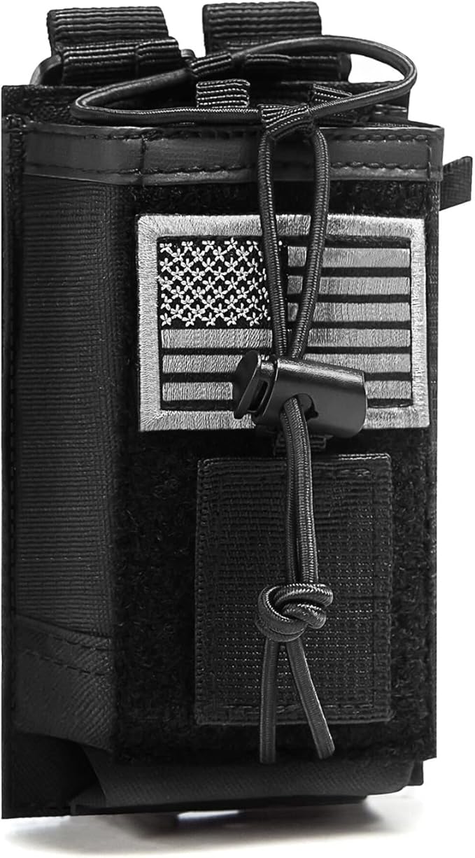 Tactical Molle Radio Holster Holder Case Military Heavy Duty Pouch Bag for Two Ways Walkie Talkies Adjustable Storage with 1 Pack Patch