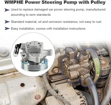 Power Steering Pump with Pulley Compatible with Honda CR-V 2.4L 2002 2005 to 2011, Acura RSX 2.0L 2002 to 2006, Acura TSX 2.4L 2006 to 2008, Honda Accord 2006 to 2007, Replacement for 21-5419
