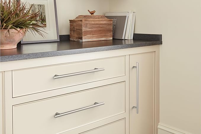 Amerock BP40521CSG9 Sterling Nickel Cabinet Pull | 8-13/16 inch (224mm) Center-to-Center Cabinet Hardware | Bar Pulls | Furniture Hardware | Drawer Pull