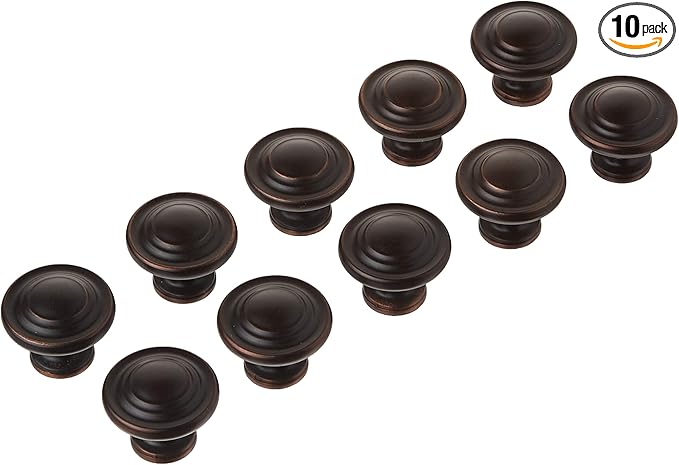 10-Pack Aged Bronze Round Cabinet Knobs