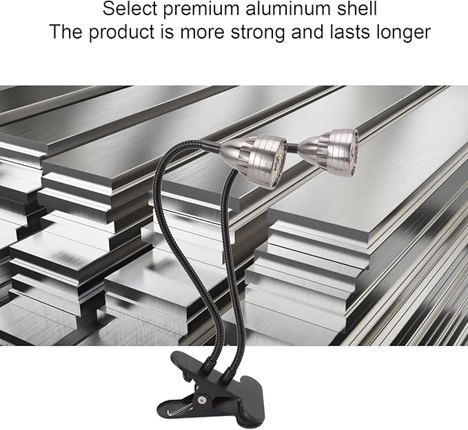 USB Powered Aluminum Shell Plant Grow Light, 360 Degree Bendable Dual Heads Fill Light with 52 LEDs for Indoor Plants with Non Slip Base