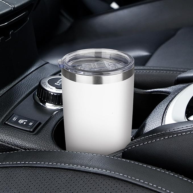 20oz Tumbler with Lid Stainless Steel Insulated Tumblers Travel Coffee Tumbler Bulk Double Wall Vacuum Insulated Water Cup Christmas Gifts for Women Men Her Him Home Office (White, 1pack)