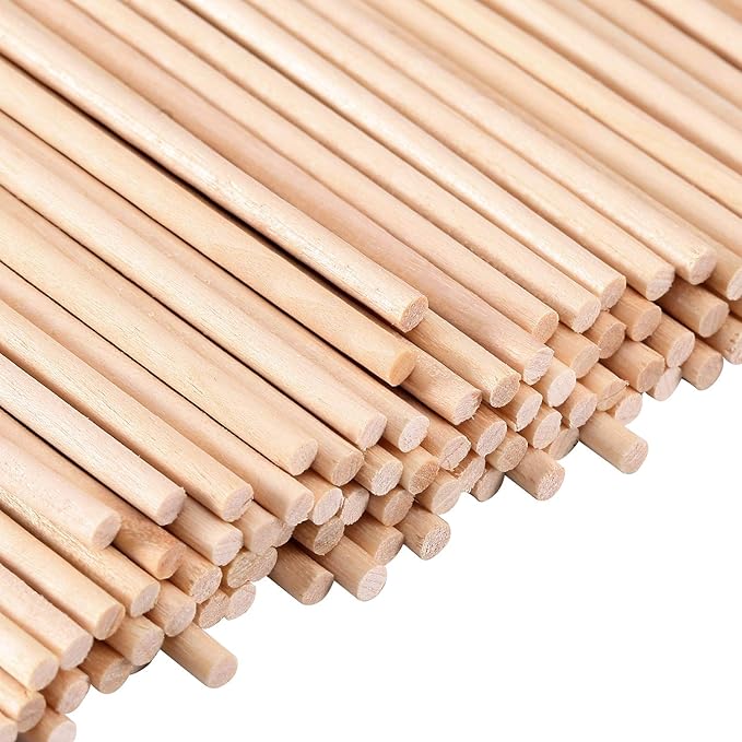 Wooden Dowel Rods 18 x 6 Inch Unfinished Natural Wood Craft Dowel Rods, 100 Pieces
