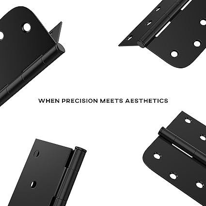 goldenwarm 3 Pack 4in Black Door Hinges Interior Door Hinges Black Matte 4 x 4 Inch with Square Round Corners, Iron Material