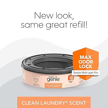Diaper Genie Bags Refills 270 Count (Pack of 3) Clean Laundry Scent Diaper Pail Refills with Max Odor Lock Holds up to 810 Newborn Diapers