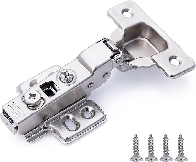 DecoBasics Half Overlay Soft Close Cabinet Hinges for Kitchen Cabinets (2 Pcs) -105 Frameless Concealed Cabinet Door Hinge -3 Way Adjustability -Clip on Plate Matching Screw for Easy Installation