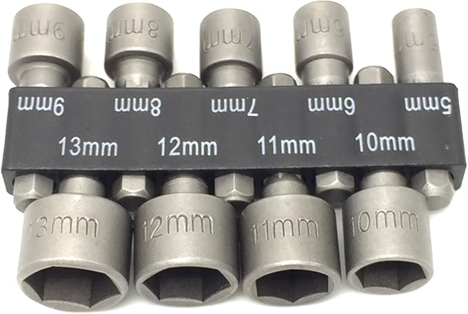 PANOVO 9pcs Power Hand Driver Drill Tools Set 5-13mm Metric Socket Wrench Set Power Nuts Driver Socket 1/4" Hex Shank Drill Bit Set