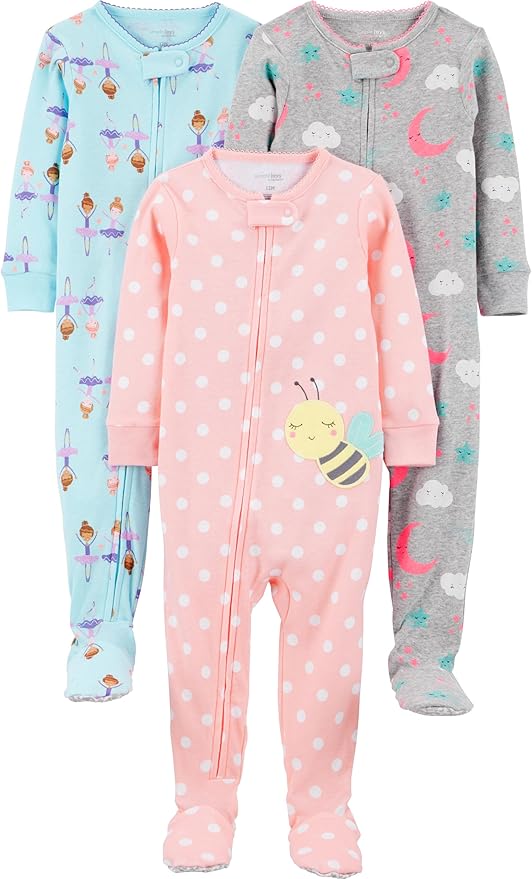 Simple Joys by Carter's Toddlers and Baby Boys' Snug-Fit Footed Cotton Pajamas, Pack of 3