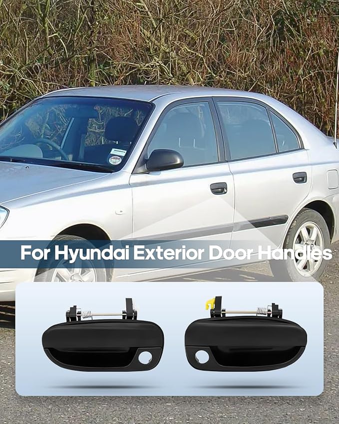 ECCPP Exterior Door Handles 2000-2005 for Hyundai for Accent Outer Replacement Front Driver Left Passenger Right Door Handles 2pcs Black 8265025000CA, 8266025000CA