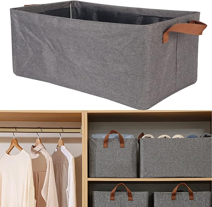 Collapsible Storage Bins, Clothing Storage Bins with Handles, Foldable Storage Baskets, Large Opening Thickened Strong Load Bearing for Clothes Towels