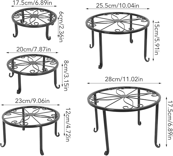 JUOPZKENN Metal Plant Stands for Flower Pots, 5pcs Metal Plant Stand Innovative Decorative Sturdy Stable Indoor Outdoor Flower Pot Holders for Multiple Plants Pots