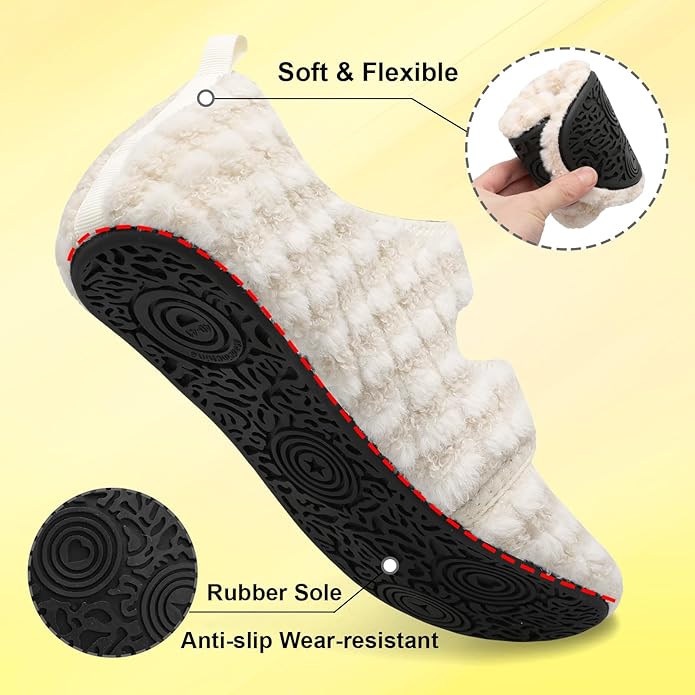 LeIsfIt Womens Mens Slippers Soft House Slippers Warm Fuzzy House Shoes Slipper Socks with Rubber Sole