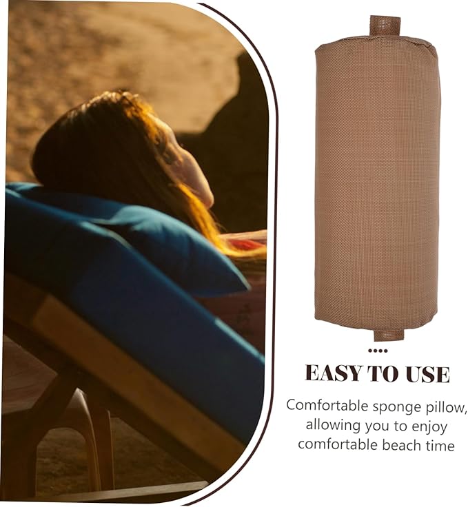 VANZACK Beach Chair Pillow Beach Chair Accessories Beach Chairs Recliner Lounge Head Resting Pillows Beach Chair Headrest Leisure Chair Headrests Head Pillow Sponge Light Brown
