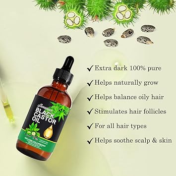 NIFEISHI Jamaican Black Castor Oil Organic Cold Pressed Glass Bottle, 4.04 fl oz