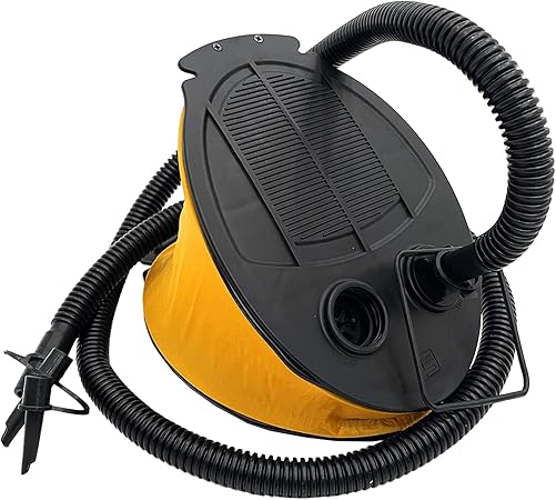 Foot Pump, Air Pump for Inflatable Ottoman, Bed, Air Mattress, Float and Ball, Yellow Black