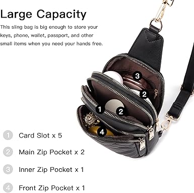 Telena Sling Bag for Women Crossbody Bags Fanny Packs for Women Cross Body Waist Pack with Detachable Strap