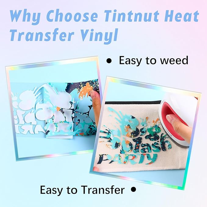 Tintnut Splash Heat Transfer Vinyl - 16 Sheets 10x12 Inch HTV Ink Watercolor Iron On Vinyl for T-Shirts Hats Clothes,for Cricut Silhouette Cameo